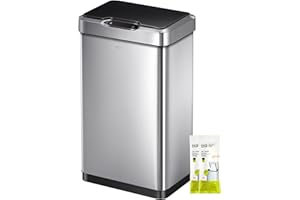 EKO Mirage-T 50 Liter / 13.2 Gallon Touchless Rectangular Motion Sensor Trash Can, Brushed Stainless Steel Finish