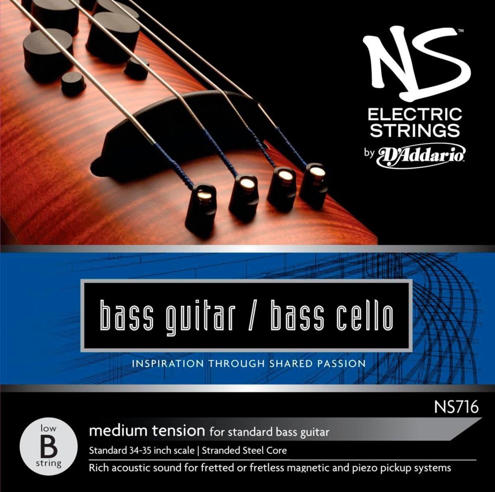 D'Addario NS Electric 4/4 Scale Medium Tension Single Low B String for Bass/Cello