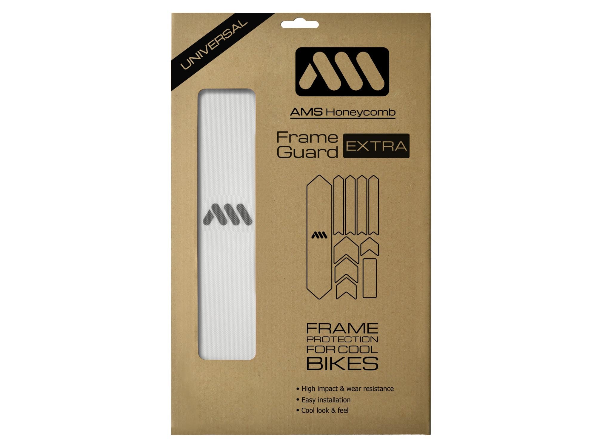 All Mountain Style AMS High Impact Frame Guard Extra – Protects your bike from scratches and dings, Clear/Silver