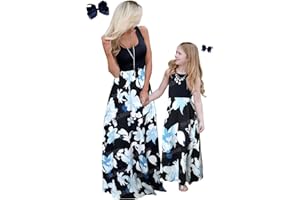 Qin.Orianna Mommy and Me Boho Floral Family Matching Maxi Dress with Pocket for Mother's Day…