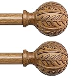 QDWIS 2 Pack Boho Wood Curtain Rods for Windows 48