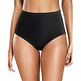 Zmart Women's High Waisted Bikini Bottom - Full Coverage Tummy Control Swimsuit Bathing Suit Swim Bottoms