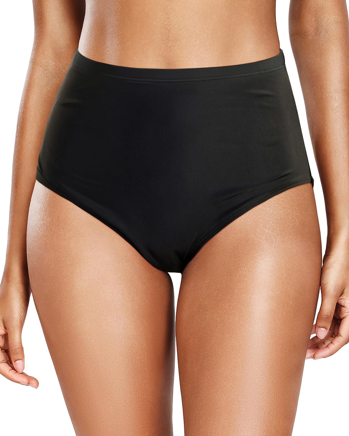 Photo 1 of Zmart Women's High Waisted Bikini Bottom - Full Coverage Tummy Control Swimsuit Bathing Suit Swim Bottoms Black XXL