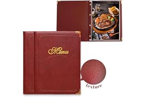 GLIMVILO Premium Burgundy Faux Leather Menu Cover 2-Pack | Stylish & Durable 8.5 x 11 Inch | Restaurant Menu Books with 7 Pages (14 Views) | Perfect for Wine Lists, Cafes, Bars & Hotels