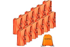 KUAIPAO 12 Pieces Soccer Pinnies Scrimmage Vest Team Practice Jerseys Sports Pinnies With Free Carry Bag