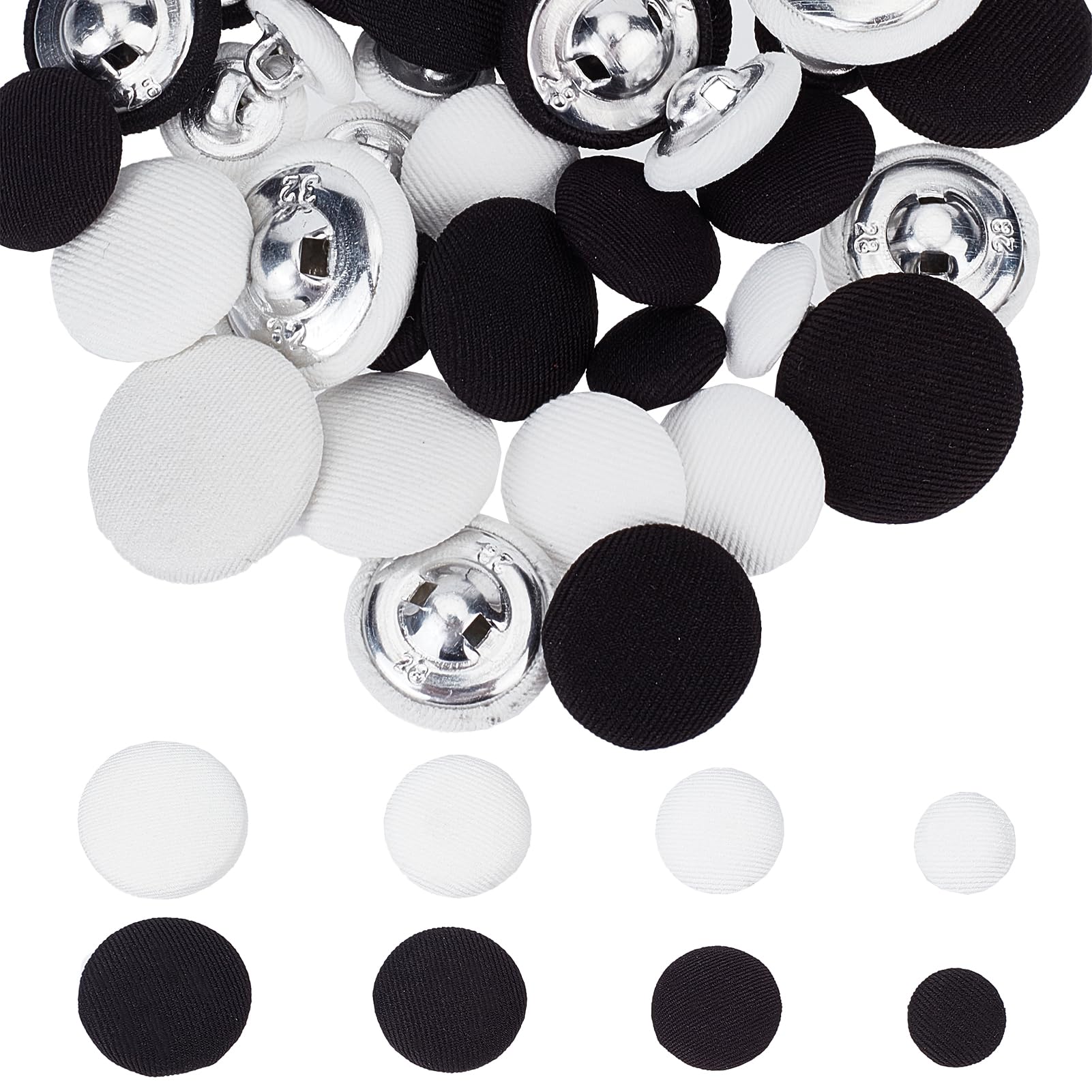 NICENEEDED 48PCS Tuxedo Buttons, Satin Covered Metal Shank Buttons Round Fabric Buttons, Smooth Dress Buttons Cloth Buttons Replacement for Vintage Jacket sweater
