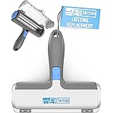 Triton Pet Hair Removal Tool w/Fur Trapping Compartment and Detachable Handle, 60% Smaller Storage Size, Reusable Shedding Ro
