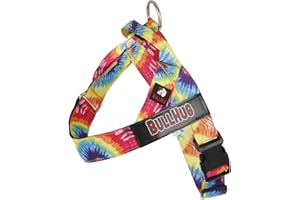 BULLHUG Harness – Made for Larger Chested Dogs Like English Bulldogs, French Bulldogs, Pugs & More. Stops Dogs from Pulling & Choking on Walks (TIE DYE, Medium)