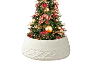 Knitted Christmas Tree Collar - Knit Cream White Christmas Tree Collar,Farmhouse Rustic Holiday Home Decor for Entryway Offic