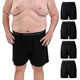 INNERSY Big and Tall Cotton Boxers for Men Moisture Wicking Loose Fit Underwear 4-Pack
