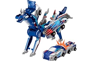 Intoypad Collision Transforming Dinosaur Car Toy, 2 Magnetic Cars Transform into Dinosaur Toys for Kids Toddler Fun Deformation Robot Dino Car Christmas Birthday Gift Toys for Boys Girls(Blue Dragon)