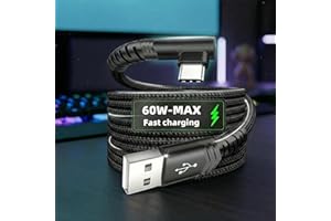 Type C Charger Fast Charging, 6.6ft Right Angle USB to USB-C Cable Braided Fast Charger Cord 2m for Samsung Huawei Xiaomi Red