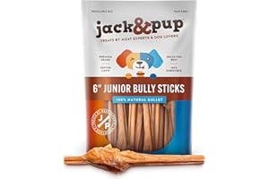 Jack&Pup 6 Inch Bladder Bully Sticks for Small Dogs (5 Pack) Single Ingredient Dog Treats, Puppy Chew Sticks