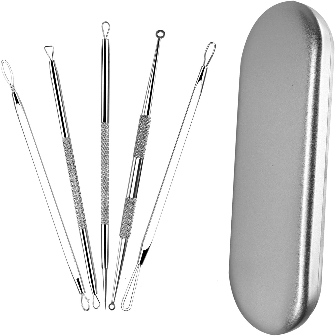 5pcs Blackhead Remover Tool Kit Pimple Whitehead Acne Comedone Extractor Tool Set Stainless Steel