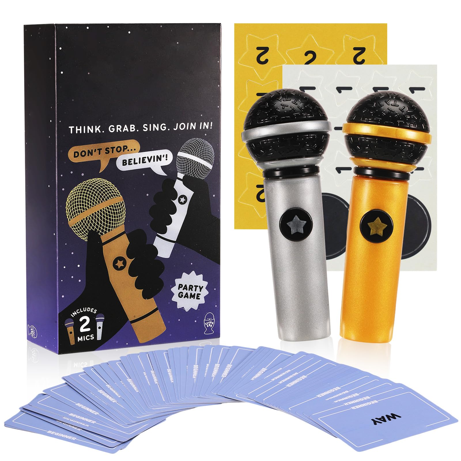 iewrtcin Grab That Mic Card Games, Mic Karaoke Party Game, 2-10 Players - Board Games for Bad Singers with 250 Lyrics (125 Cards) for Hilarious Nights & Birthday Party & Family Karaoke Game