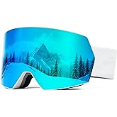 SPOSUNE Ski Goggles OTG Anti-Fog Snow Goggles for Men Women, UV400 Protection Snowboard Goggles for Skiing & Snowboarding