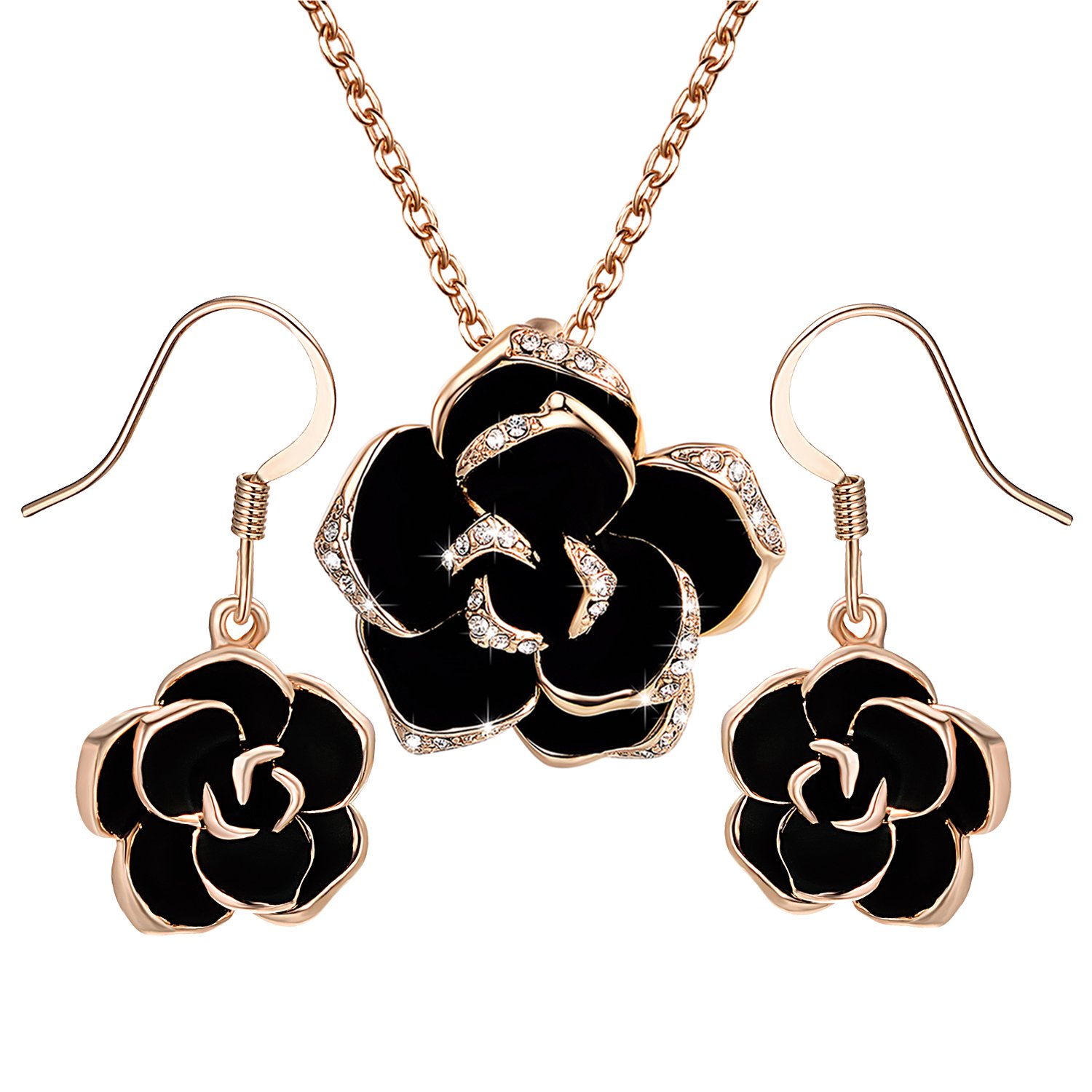 Yoursfs juegos de joyas conjuntos collar y pendientes oro k cristal y