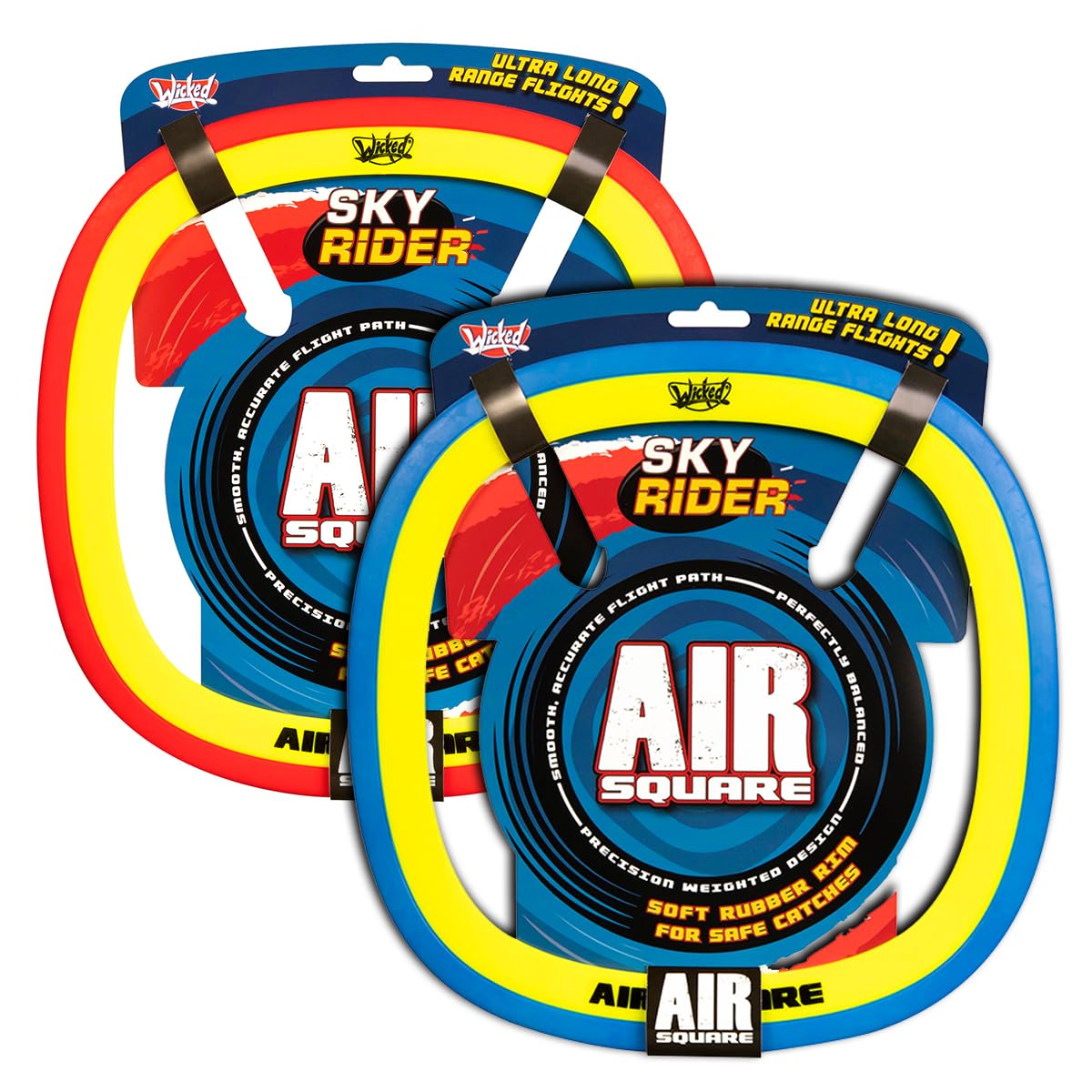 Wicked Sky Rider Air Square | The Unique Four Sided Spinning Disc from Wicked Vision | Flies Incredible Distances Of Over 100 Metres (Random (Blue/Red))