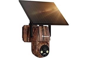 Jennov 4G LTE Cellular Trail Camera with Solar Panel, 2K Outdoor Solar Game Camera, No WiFi Needed, Color Night Vision, 360° PTZ View, Motion Detection, IP65 Waterproof for Wildlife
