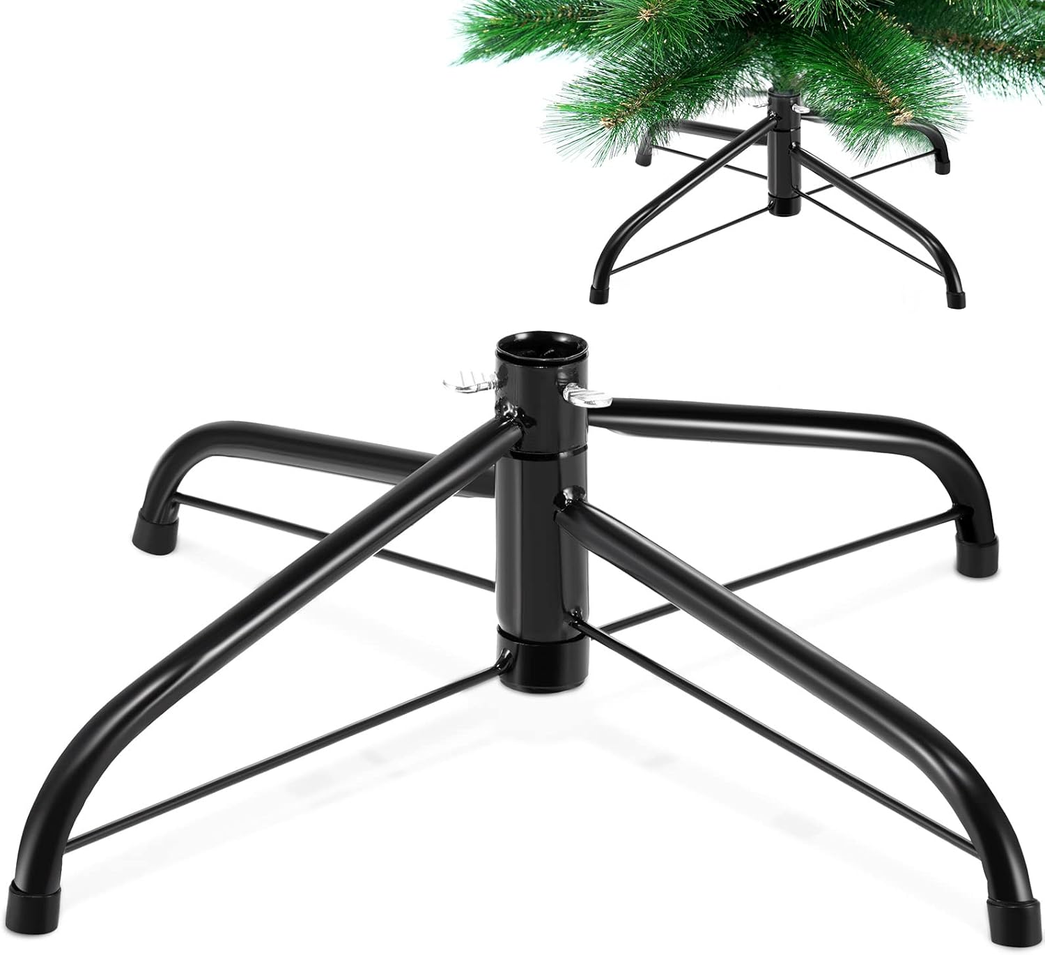 Tree Stands - Roowest Christmas Tree Stand Artificial Christmas Tree Base Metal Xmas Tree Folding Replacement Holder Green Tree Base for Christmas Holiday Winter Tree Party Decorations (24 Inch)