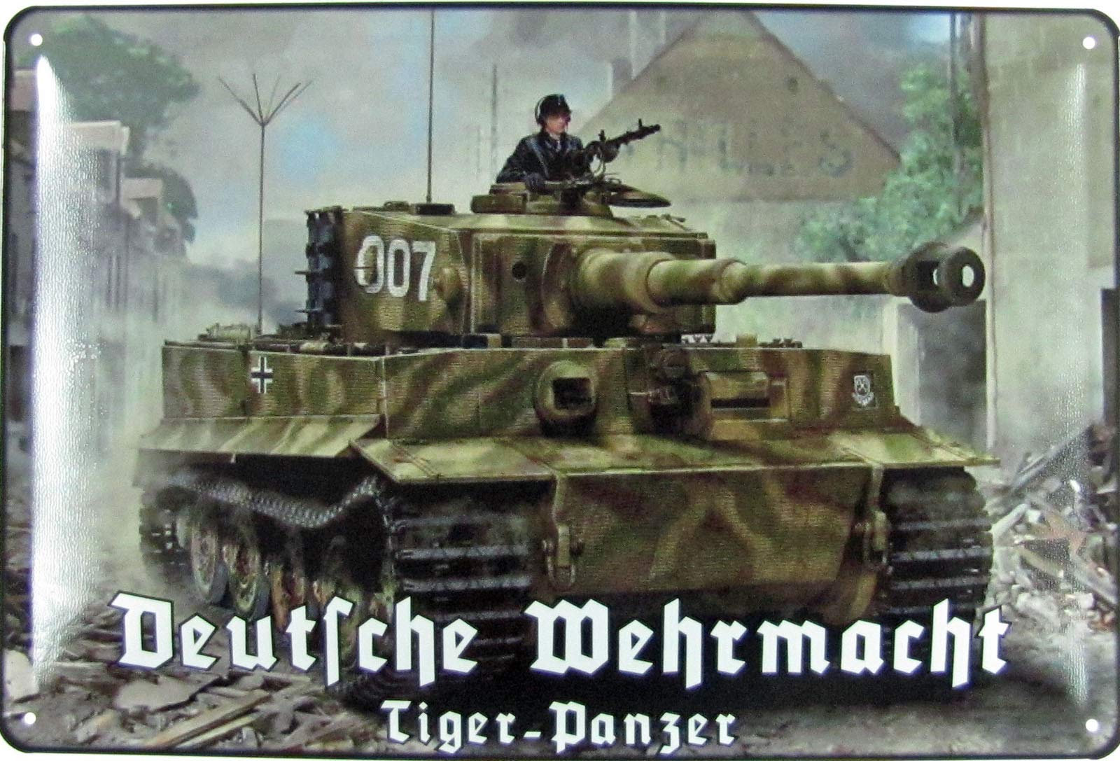 Tin Sign 20 x 30 cm Curved Historical Tiger Tank Soldiers Decorative Gift Sign