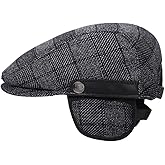Men's Newsboy Hat with Earflaps Flat Ivy Cap Cabbie Driving Winter Hat