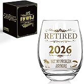 Retirement Gifts for Woman Men 2026 - Retired 2026 Not My Problem Anymore - Retirement Wine Glass, retirement Decorations, Farewell Goodbye Gifts For Coworkers - 11 Oz Wine glass -2