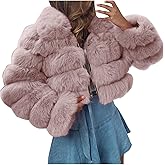 Winter Faux Fur Coat for Women Bubble Fuzzy Cropped Jacket Furry Short Warm Jackets Plus Size Outwear with Hood