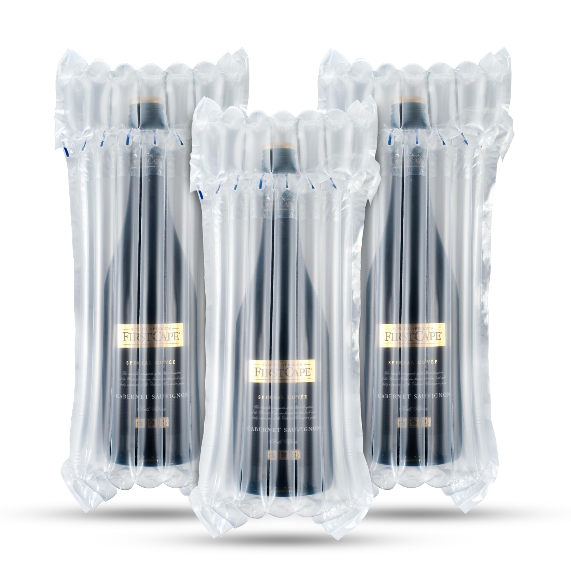 Wine Bottle Protector 100 Pieces Bubble Bags, Reusable Sleeve Travel Inflatable Air Column Cushion Bag for Packing and Safe Transportation of Glass Bottles in Airplane Cushioning