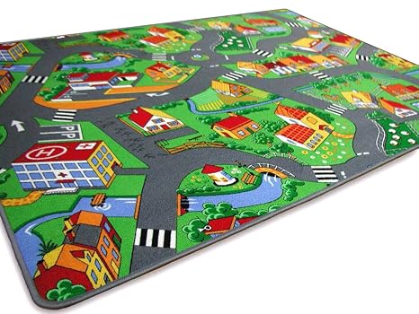 Hevo Kinder Spiel Teppich Little Village Grun 100x200 Cm Amazon