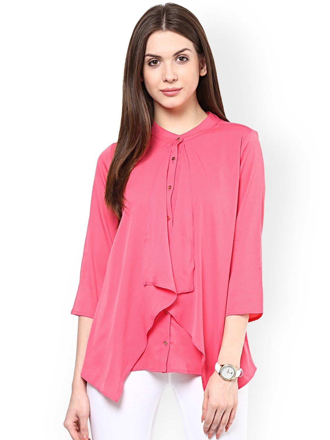 rare pink georgette layered top with cut-out detail (ep1602)