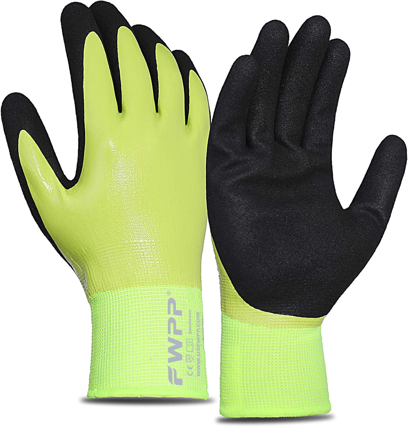 FWPP GN006003 Yellow Nitrile Double Coated Work Gloves Construction