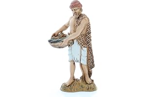 Moranduzzo Fishmonger for Nativity Scene of 4 Inch Scale 1:20 - Unbreakable Nativity Figures - Arabic Style, Hand-Finished Painting, Official Product, Made in Italy, Sculptor M. Landi
