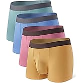 DAVID ARCHY Mens Trunks Underwear Soft Breathable Rayon Made from Bamboo for Men No Fly Pouch 4-Pack