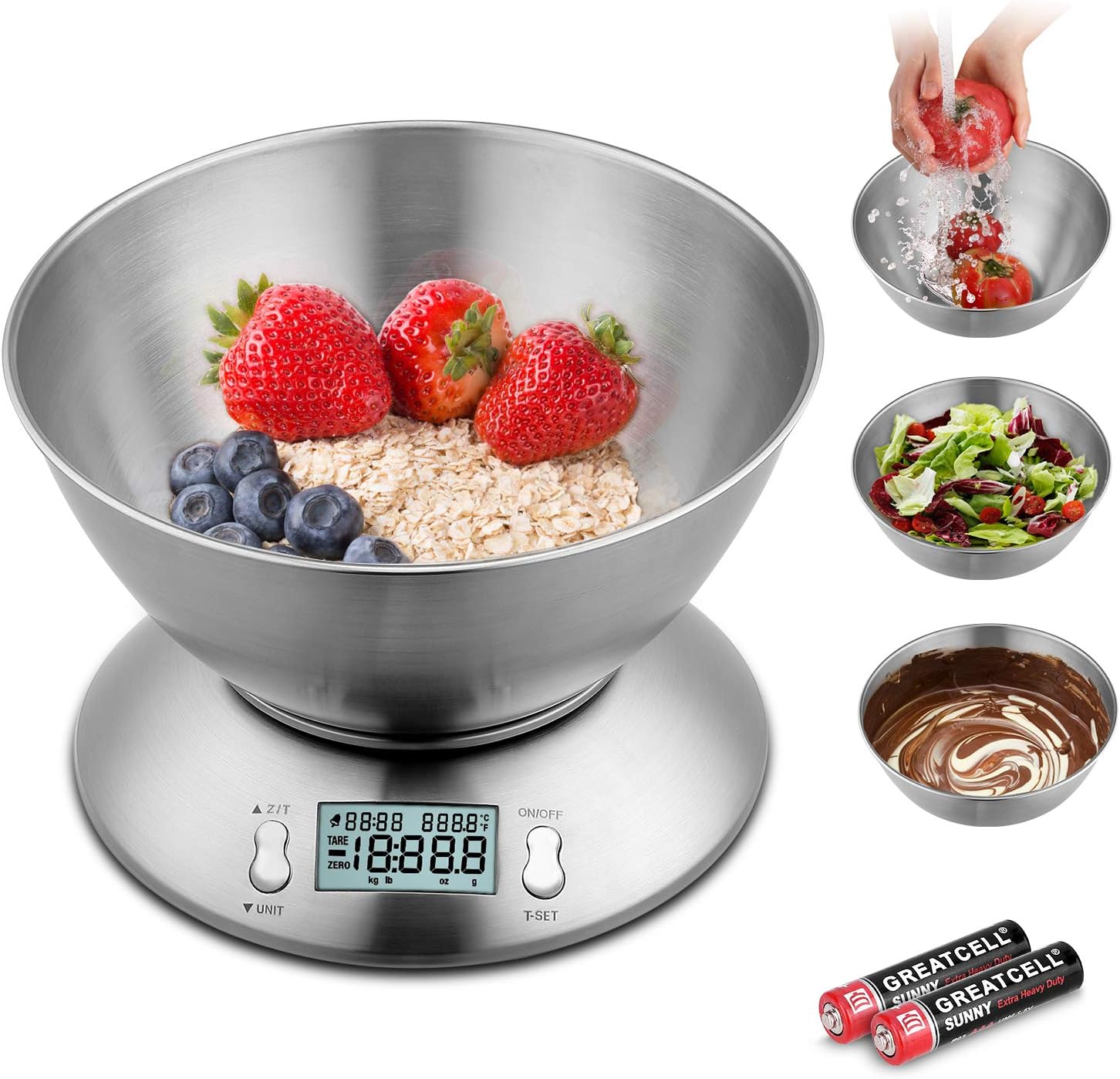 Himaly Digital Kitchen Food Scales, Stainless Steel Weighing Cooking