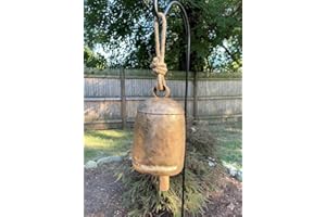 LIMBAD Metal Indian Giant Cow Bell Huge Vintage Handmade Rustic Inspired Meditation Decorative Cow Bell with Jute Hanging Rope (11 INCH Long)