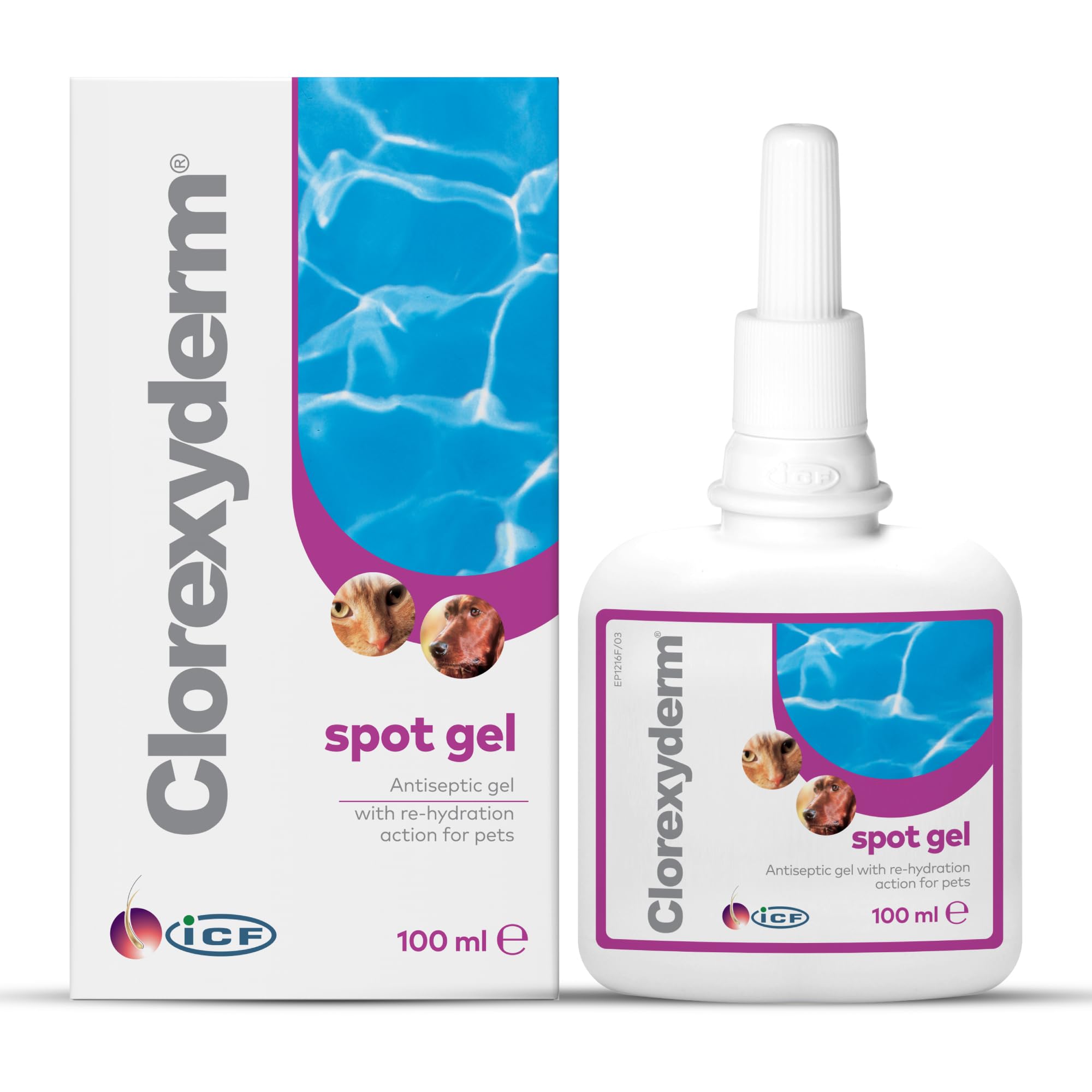ICF | Clorexyderm Spot Gel | Advanced Cat & Dog Skin Care Gel for Itchy Skin & Wound Relief | Soothes and Moisturizes Irritated Skin | Ideal for Paws, Skin Folds, and Localized Issues