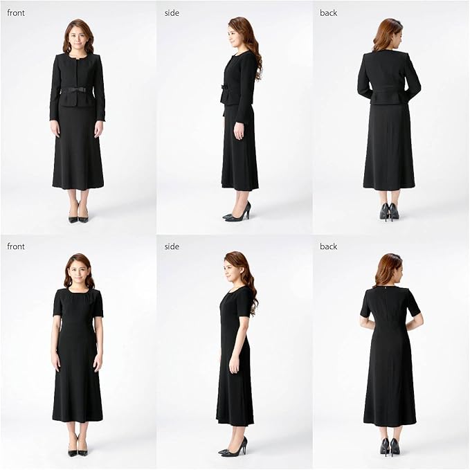 Amazon Co Jp マーガレット M454 ブラックフォーマル レディース 喪服 アンサンブル ロング丈 ワンピース 洗える 礼服 冠婚葬祭 服 ファッション小物