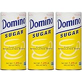 Domino&reg; Granulated Sugar, 20 oz Canister, 3 Pack | Granular Crystals, Easy Pour Spout, Resealable Storage, Ideal for Baking Cooking Beverages, Controlled Dispensing, Pantry Use