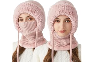 3 in 1 Beanie Hat with Scarf and Mask, Winter 3-in-1 Set Premium Knitted Unisex Ski Beanie Hat, Balaclava Hats.