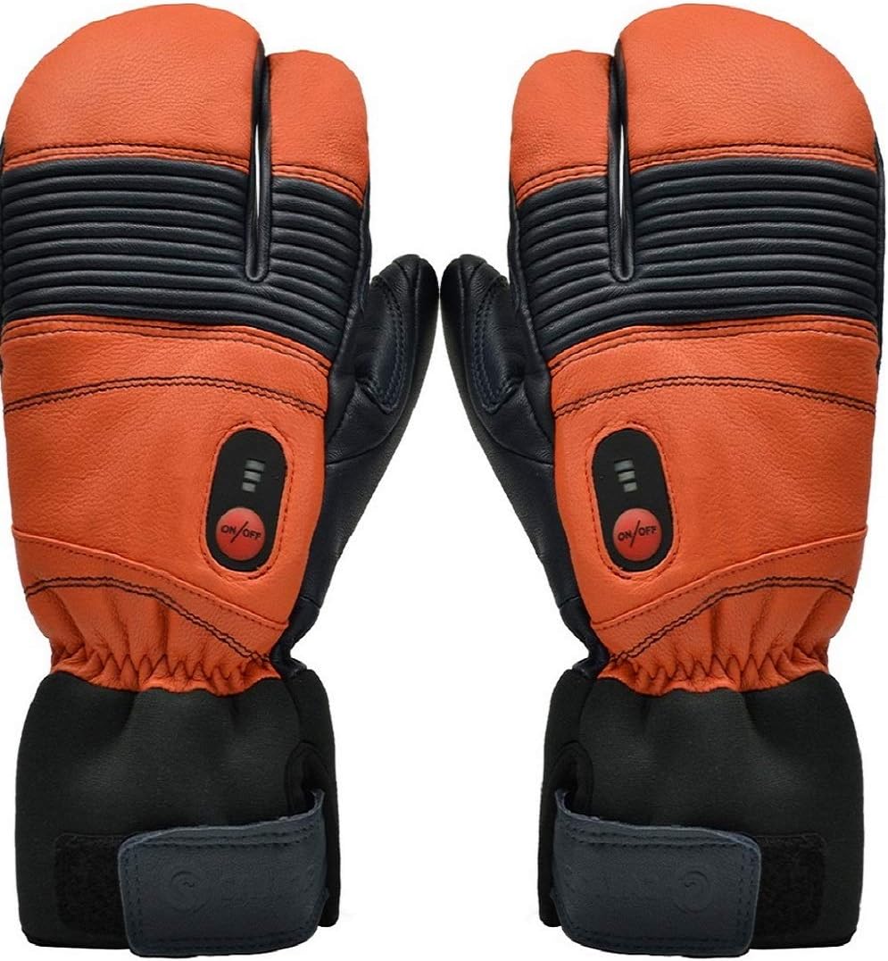 Heated Ski Mittens Electric Rechargeable Battery Leather Gloves for Men Women Skiing Skating Motorcycle Arthritis Gloves