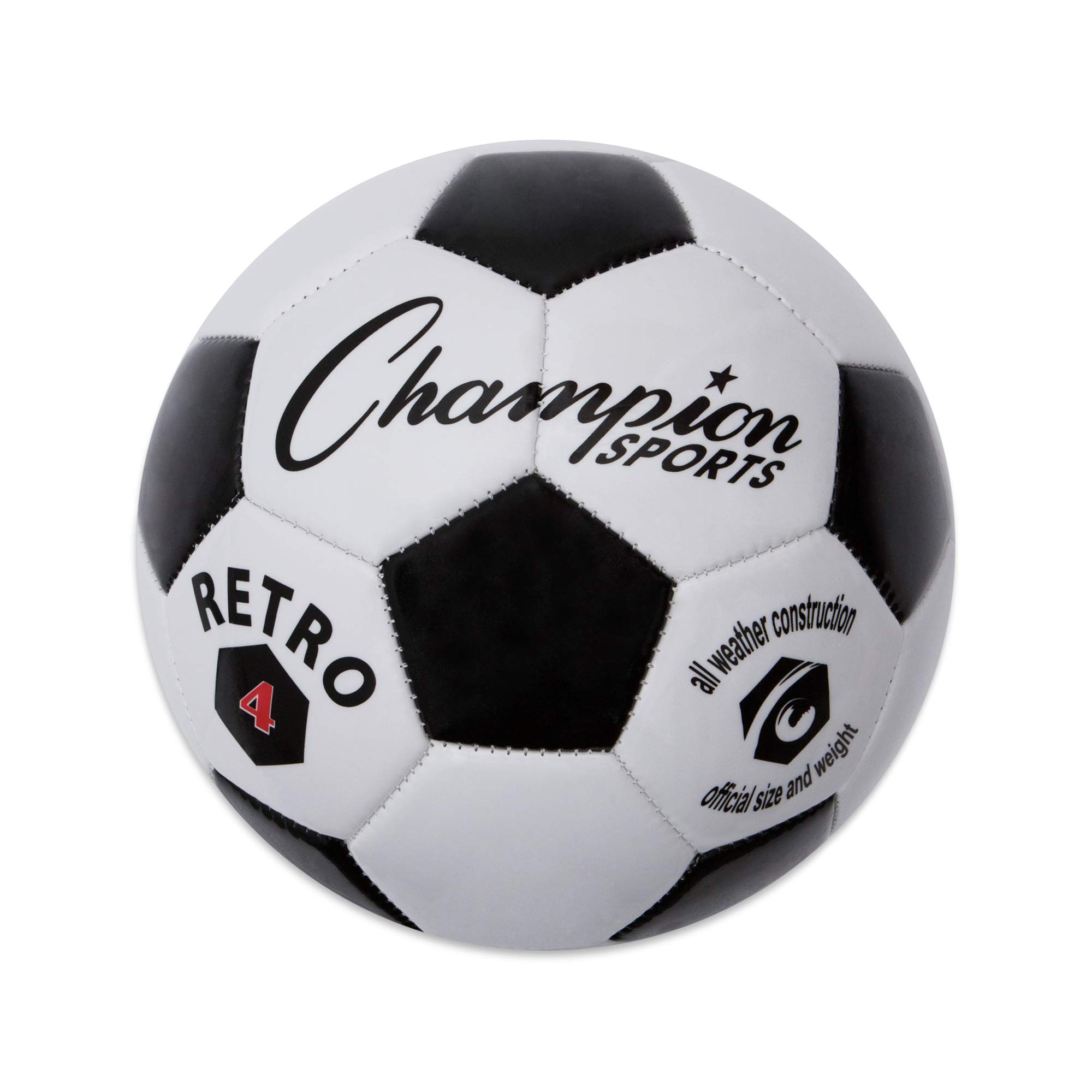 Photo 1 of Champion Sports Retro Soccer Ball, Size 4 , Black/White