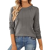 SHEWIN Womens Sweaters 2025 Casual Crewneck Long Sleeve Lightweight Knit Pullover Sweater Tops Fall Clothes