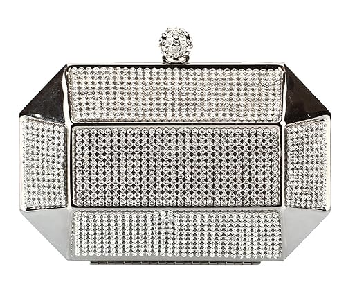 Chicastic Studded Octagon Hard Box Clutch Wedding Bridal Cocktail Celebrity Style Evening Bag