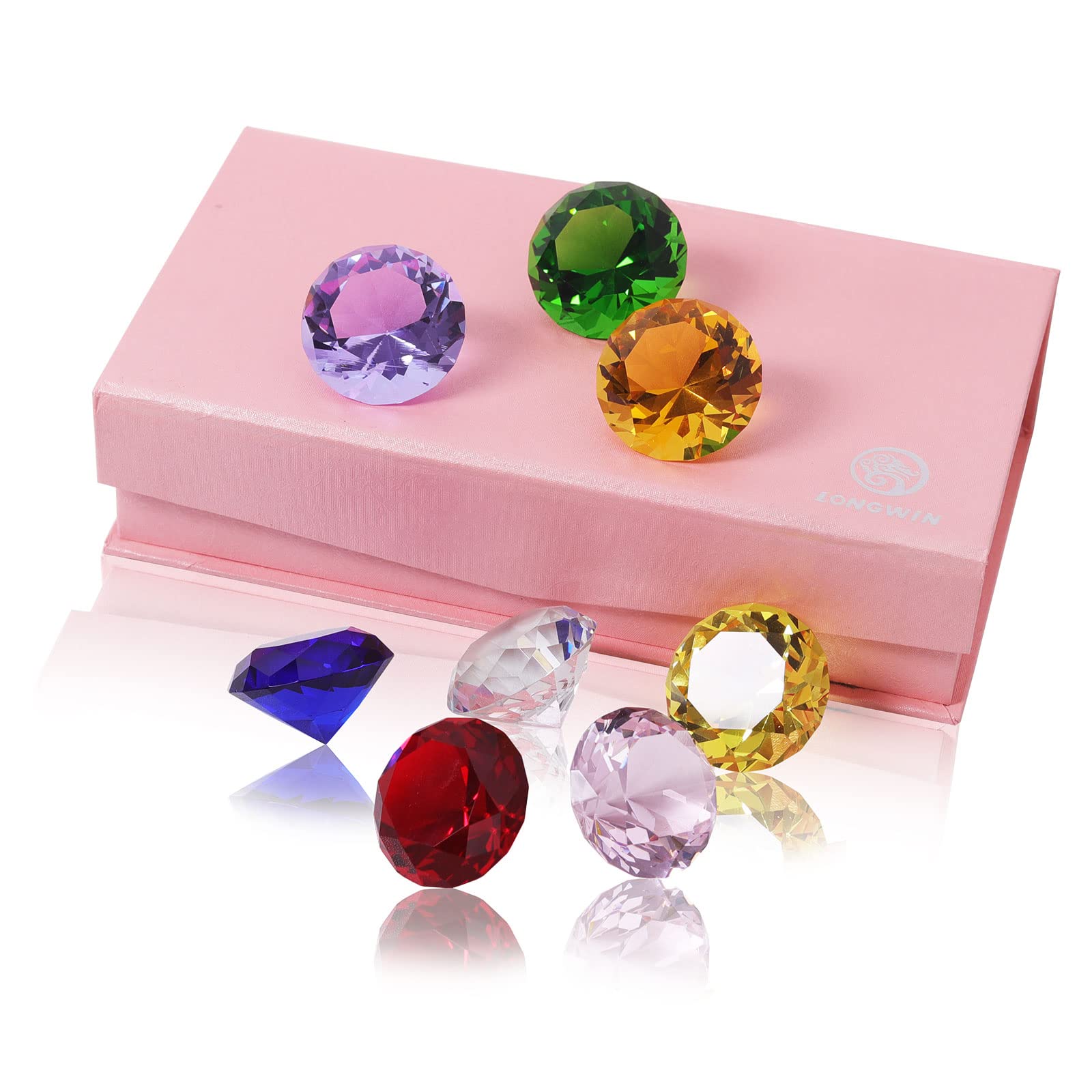 LONGWIN 30mm (1.2 inch) Crystal Diamond Paperweight Pirate Gems Birthstone Table Decorations Christmas Centerpiece Gift