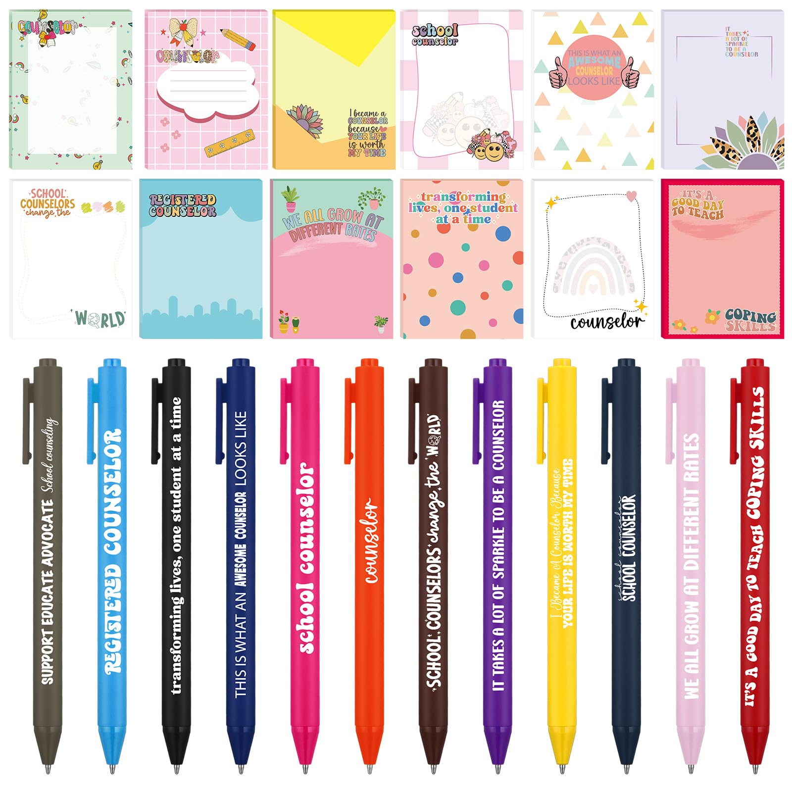 Photo 1 of 24 Pcs School Counseling Week Appreciation Gifts Notepads with Pen School Counselor Sticky Notes Funny Ballpoint Bulk to Do List Notepad Thank You Gift for Teacher Counselor Educator