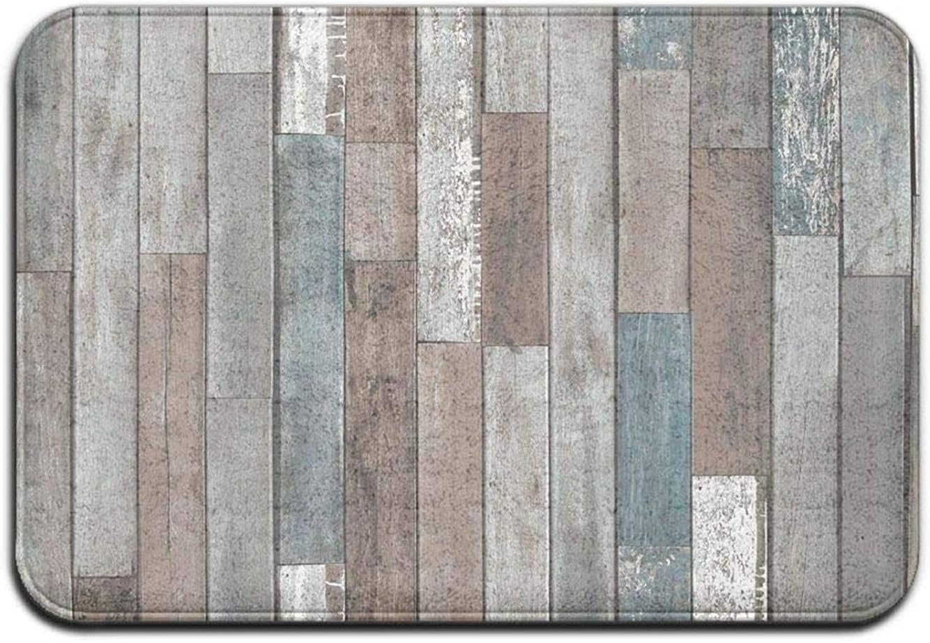 ESLAMUCHS Blue Grey Rustic Wood,Entrance Mat Indoor Outdoor,Entry Garage Patio Shoe Rugs Front,Door Bathroom Mats Rubber,Non Slip (23.6"x15.7",L X W)