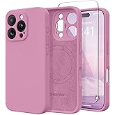 SuydanBox Magnetic for iPhone 16 Pro Max Case, Compatible with MagSafe, [Full Camera Protection][Screen Protector] Silicone Shockproof Protective Phone Case for iPhone 16 Pro Max 6.9", Blackcurrant