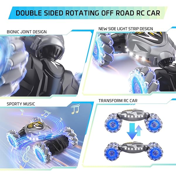 TERUCLE RC CARS, 2.4GHZ 4WD NEW GRAVITY GESTURE SENSING REMOTE CONTROL CAR TOYS, STUNT TWIST TRUCK TOYS FOR 6-12 YR BOYS & GIRLS, RC DRIFT CAR WITH LIGHT MUSIC BEST GIFT FOR KIDS AGE 7 8 9 10 11 YR