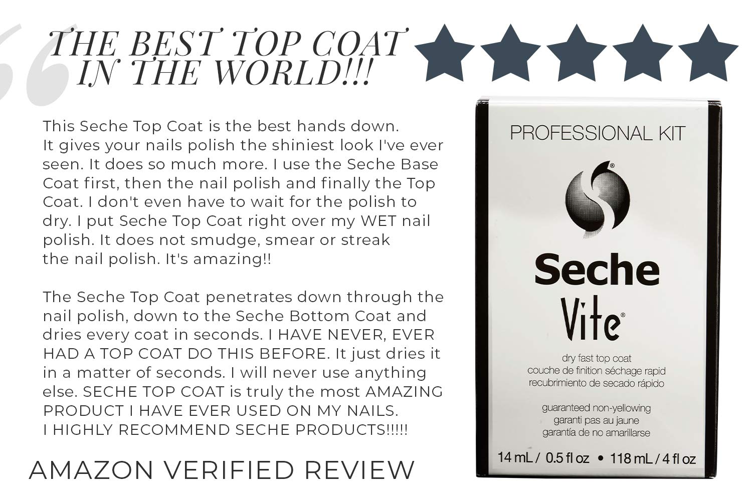 Seche Vite Dry Fast Top Nail Coat, Clear - .5 oz. oz : Beauty
